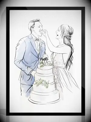 Custom pen ink and watercolor illustration picture gift idea