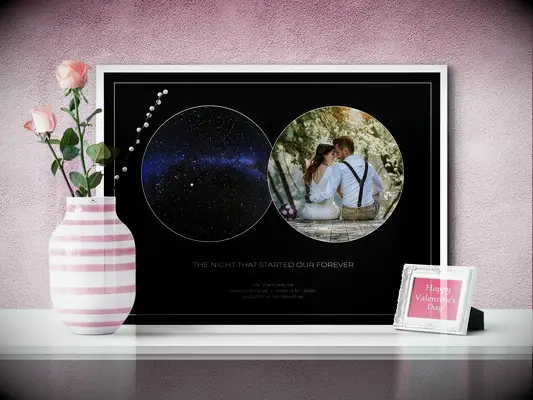 Custom star map and photo artwork picture gift idea