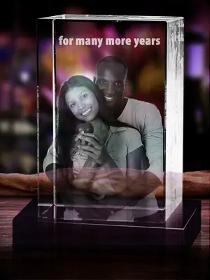 Photo engraved crystal block picture gift idea