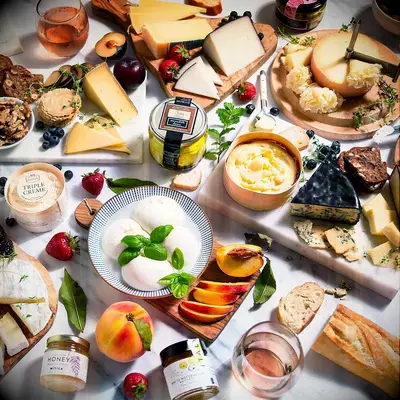 Selection of cheeses for a charcuterie board