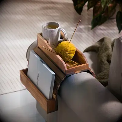 Wooden sofa caddy