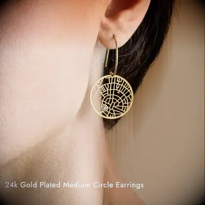Custom gold map earrings