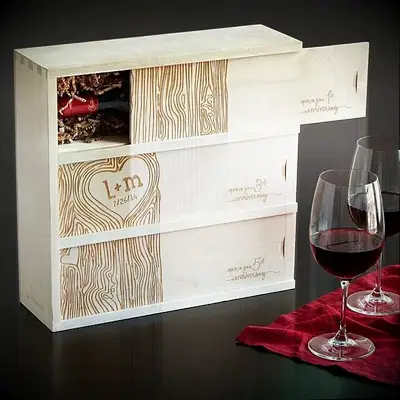 Personalized wooden wine storage container