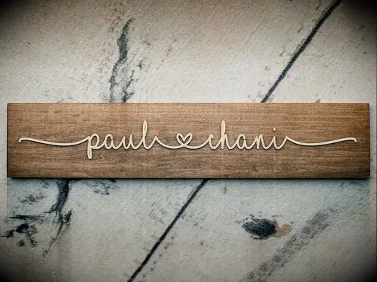 Cool wedding gift wooden sign with couple