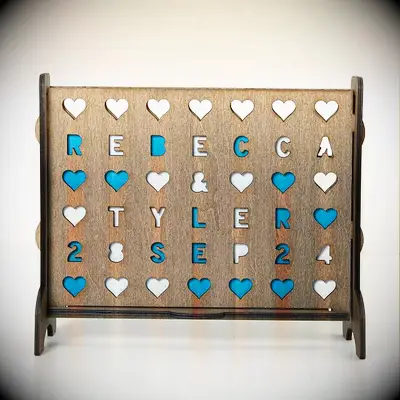 Personalized wooden connect 4 game