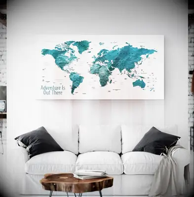 Pushpin world map print