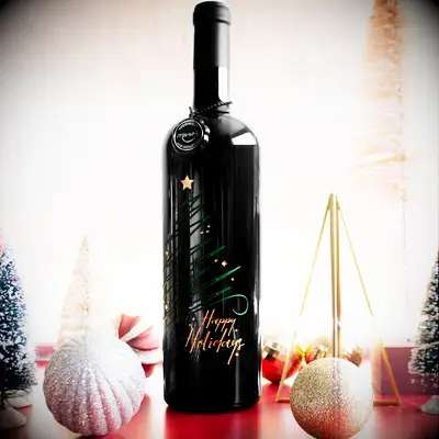 Festive engraved bottle of wine