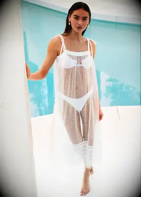 Pearl-embellished cover-up