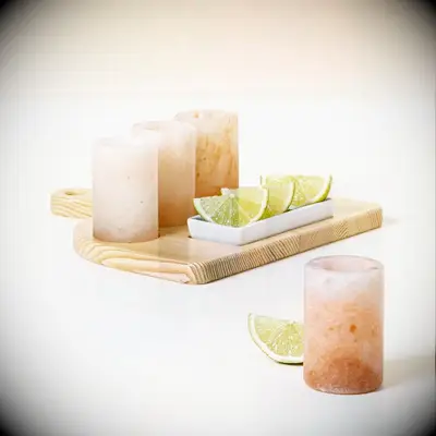 Himalayan salt shot glasses from Uncommon Goods. 