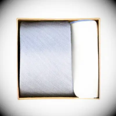 Light blue tie in box