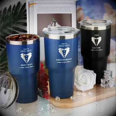 Custom groomsmen themed insulated tumblers