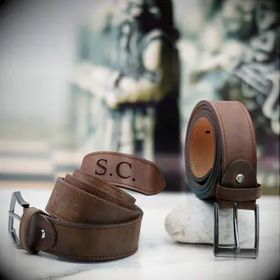 Custom initial leather belt gift