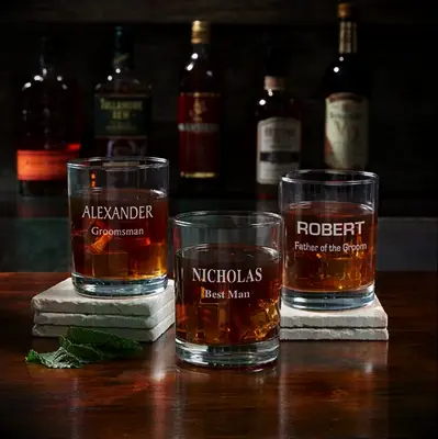 Personalized engraved whiskey glasses