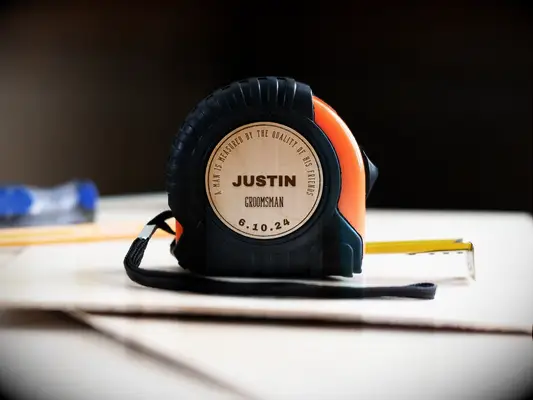 personalized tape measure gift for your groomsmen