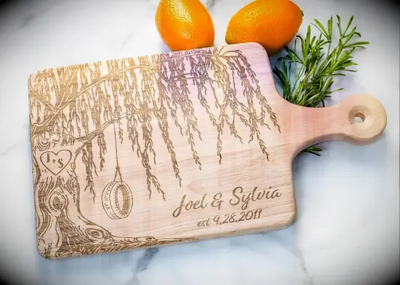 Cutting board with willow design 9 year anniversary gift