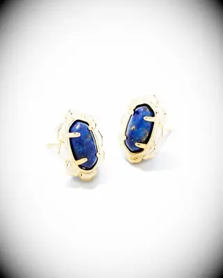 Gold and blue gem earrings