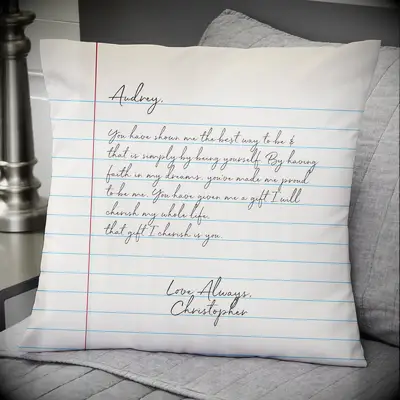 Love letter pillow 9 year anniversary gift