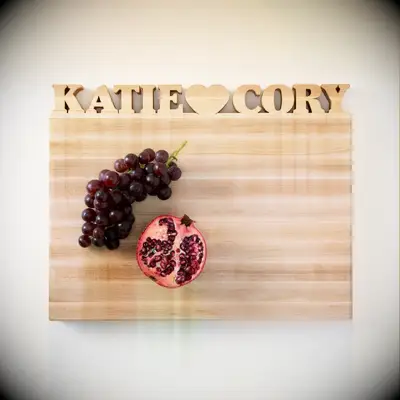 Personalized cutting board maid of honor gift idea for bride. 