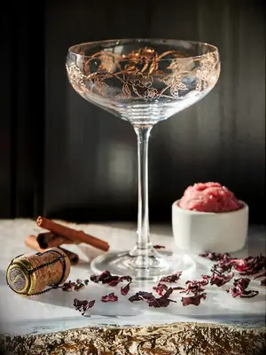 Anthropologie floral coupe glasses for great bridal shower gift from the MOH to the bride-to-be.