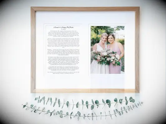 Personalized maid of honor framed speech for bride
