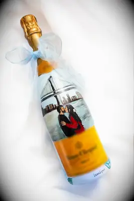 Personalized champagne bottle gift from maid of honor to bride