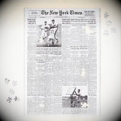 Anniversary Newspaper Puzzle from Uncommon Goods for your 20th wedding anniversary