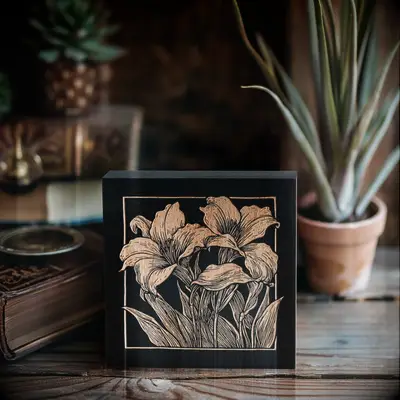 Engraved daylily block gift