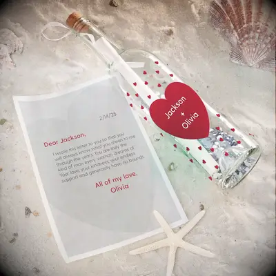 Love letter in bottle paper anniversary gift idea