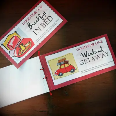 Personalized love coupons paper anniversary gift idea
