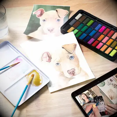 Pet portrait painting class paper anniversary gift from Uncommon Goods