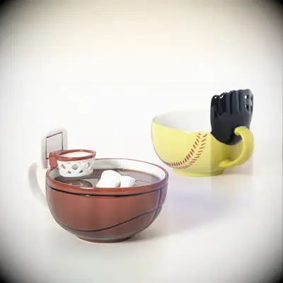 Baseball and basketball shaped mug gift idea for boyfriends 21st birthday