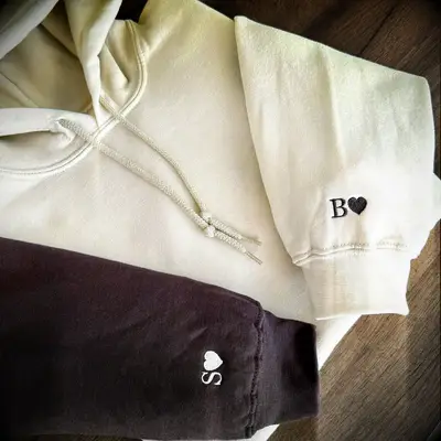 Custom hoodie initial on sleeve