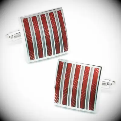 Red and silver cufflinks