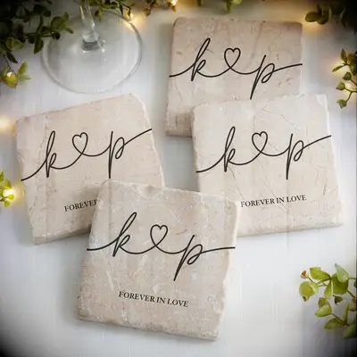 Personalized stone coasters mother of the groom bridal shower gift