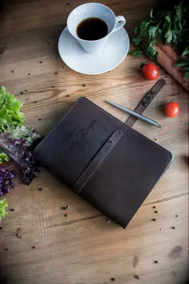 Leatherbound family recipe book mother of the groom bridal shower gift