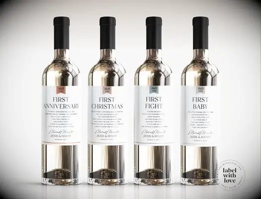 Milestone wine labels mother-of-the-groom bridal shower gift