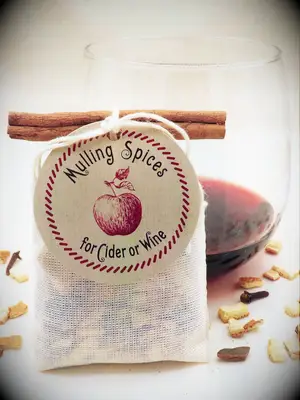 Pouch of mulling spices for cider or wine fall wedding favors