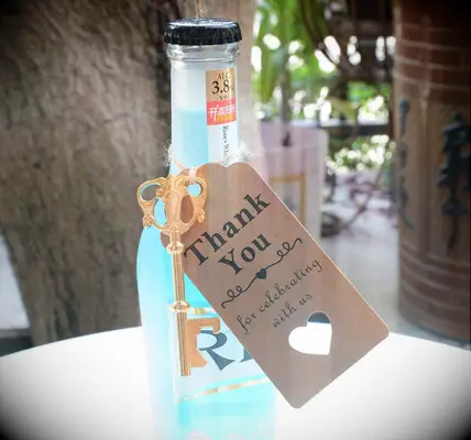 Gold key bottle openers for fall wedding favors