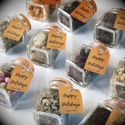 Mini tea jars for fall wedding favors