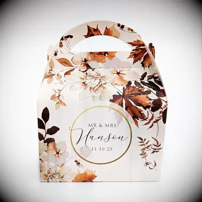 Wedding favor gift box for fall themed wedding favor