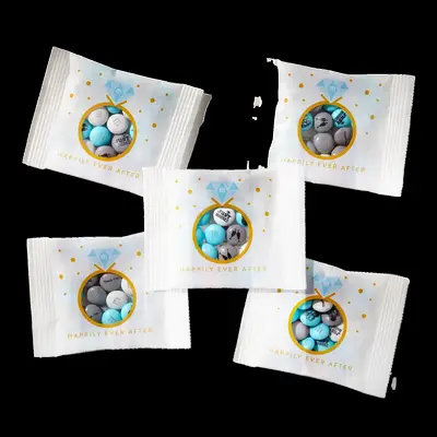 Mini customized packs of M&Ms fall wedding favor