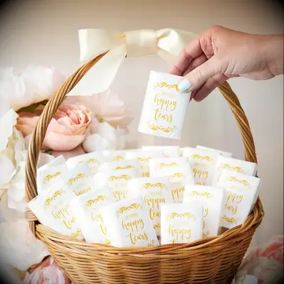 Happy tears wedding favor tissues