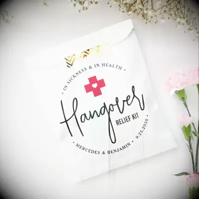 Hangover kit wedding favor