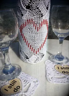 Lace bottle bag for 13th wedding anniversary
