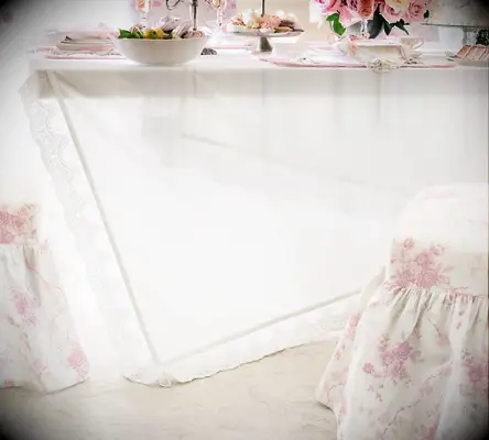 Pottery Barn lace trim tablecloth 13th anniversary gift