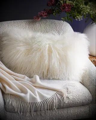 Mongolian lamb pillow cover 13th anniversary gift