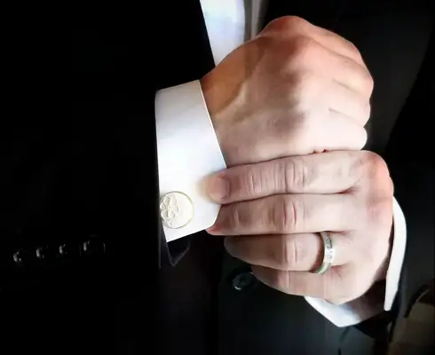 Lace fabric cuff links traditional 13-year anniversary gift for him