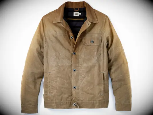 Waxed canvas jacket with flannel lining modern 13-year anniversary gift for him