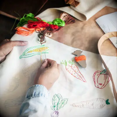 DIY embroidered apron kit for 13th anniversary gift