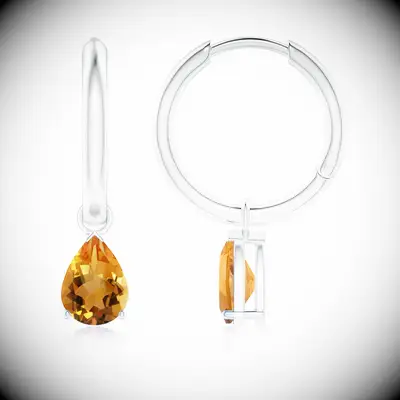Citrine dangle hoop earrings 13th anniversary gift